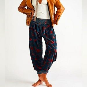 NWT Free People One Marla Velvet Smocked Harem Pants